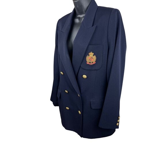 Charter club womens jacket vintage size 12 navy blue gold buttons double breaste - Picture 3 of 9